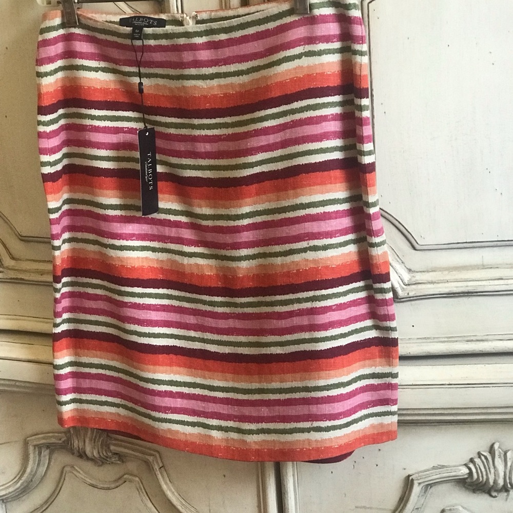 TALBOTS MINI SKIRT 💯% HEAVY NATURAL LINEN NEW WITH TAGS SIZE 6 PETITE